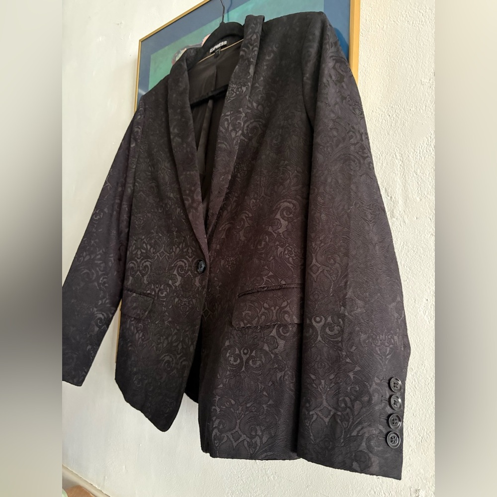 Express Black Patterned Women's Blazer - image 5